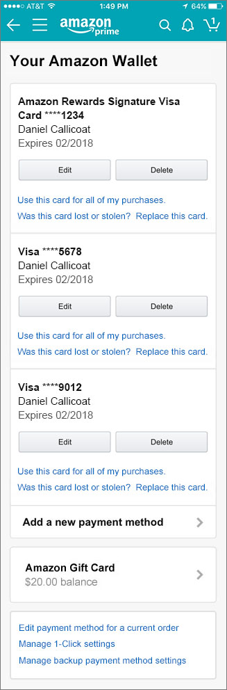 Mobile Wallet page using APX