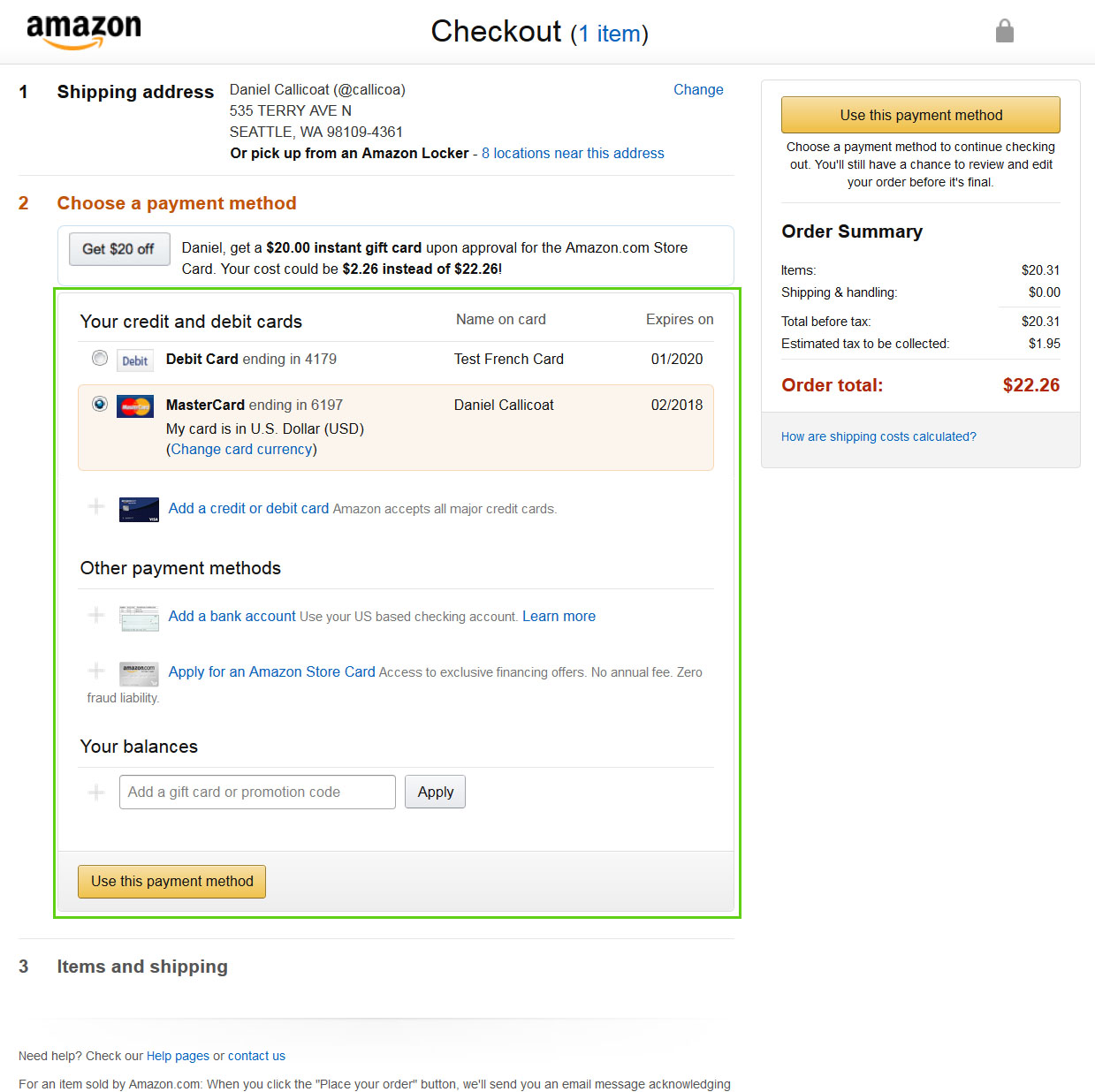 Annotated outline of the APX widget boundary in checkout