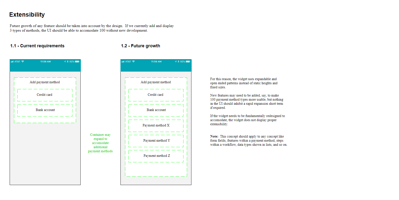 APX principle: widgets use expandable and open-ended patterns