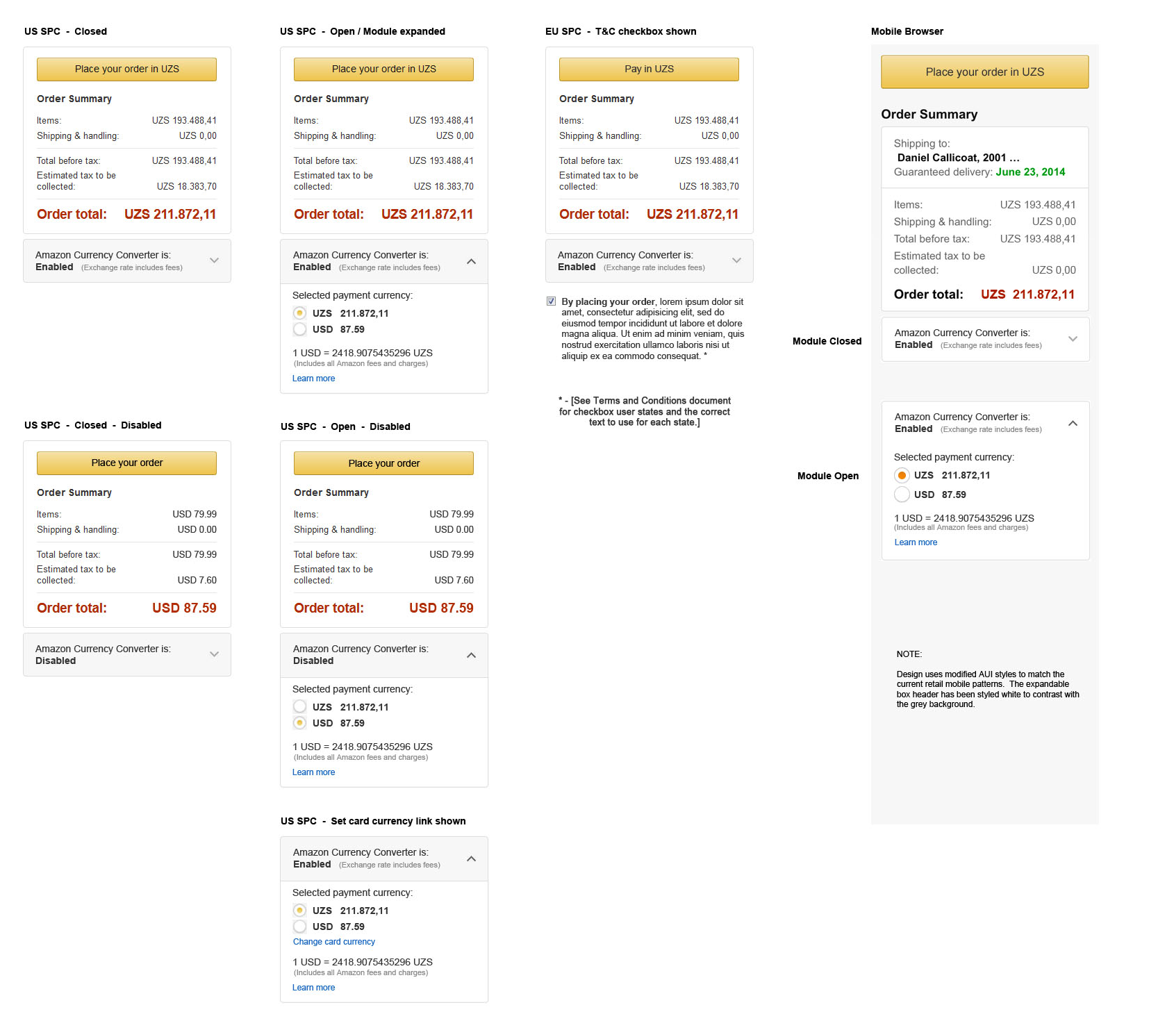 Amazon Currency Converter encapsulated as an APX module, all states