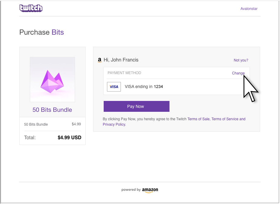 Twitch purchase summary using APX widgets