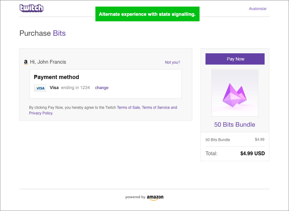 Alternative Twitch payment design based on usability data
