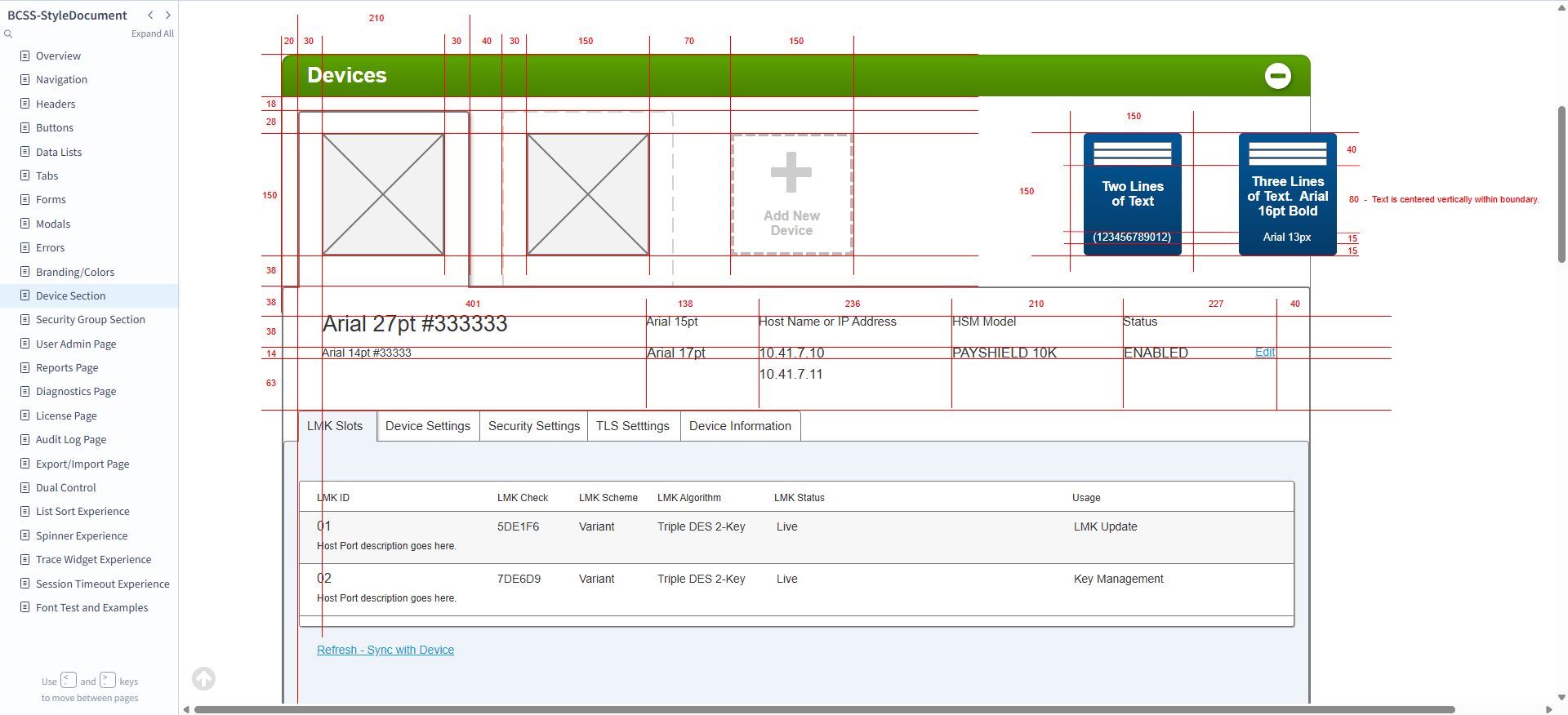 Devices page redlines in situ