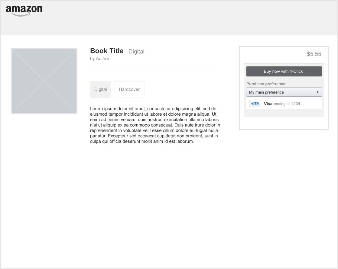 Purchase preference display on a 1-Click digital purchase