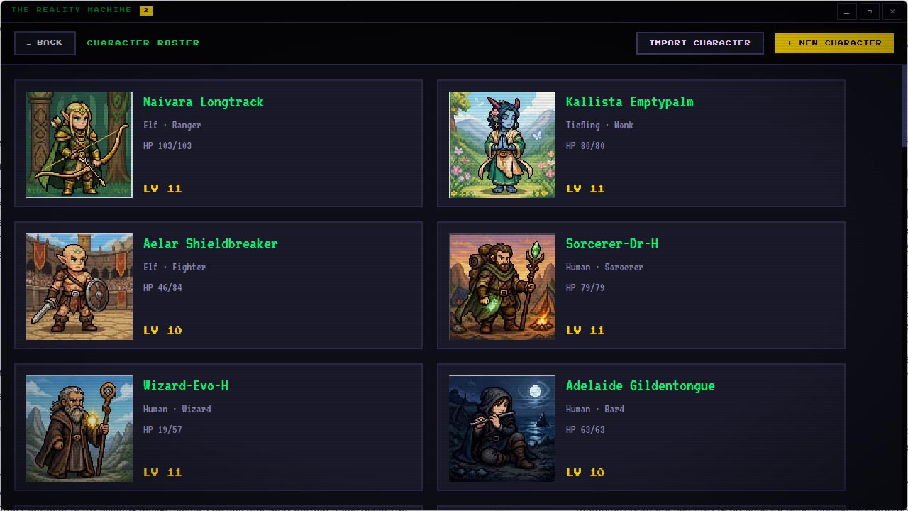 Your character list