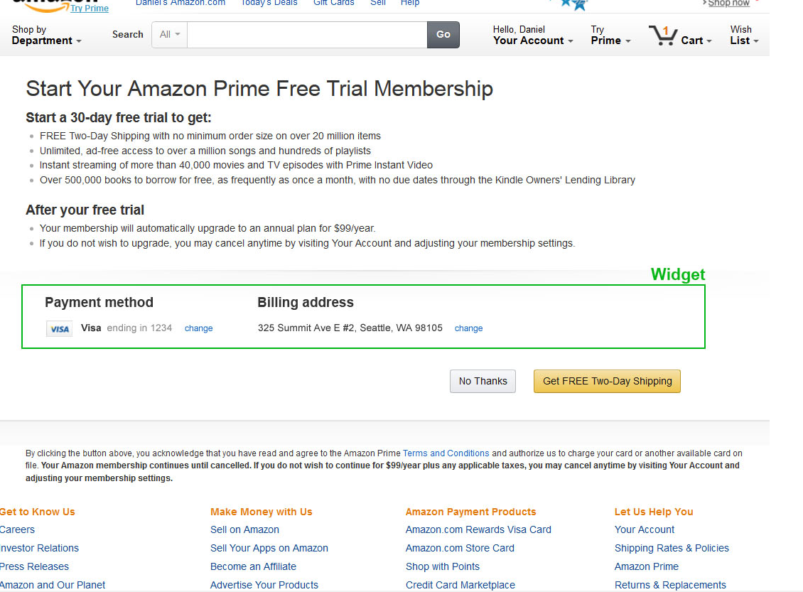 Prime Acquisition NonRetail Widget Example Daniel
